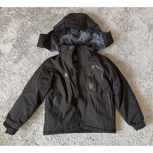 Keevoom Boys Waterproof Ski Jacket Size 6-7 Black Fleece Lined Hooded